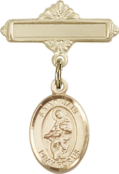 St. Jane of Valois Charm and Polished Engravable Badge Pin