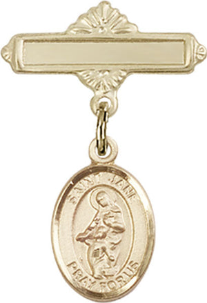 St. Jane of Valois Charm and Polished Engravable Badge Pin