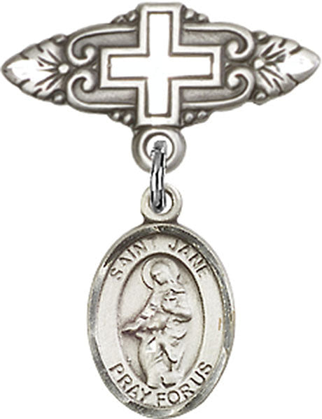 St. Jane of Valois Charm and Badge Pin with Cross
