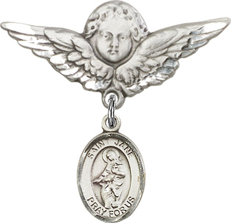St. Jane of Valois Charm and Angel with Larger Wings Badge Pin