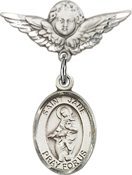 St. Jane of Valois Charm and Angel with Smaller Wings Badge Pin