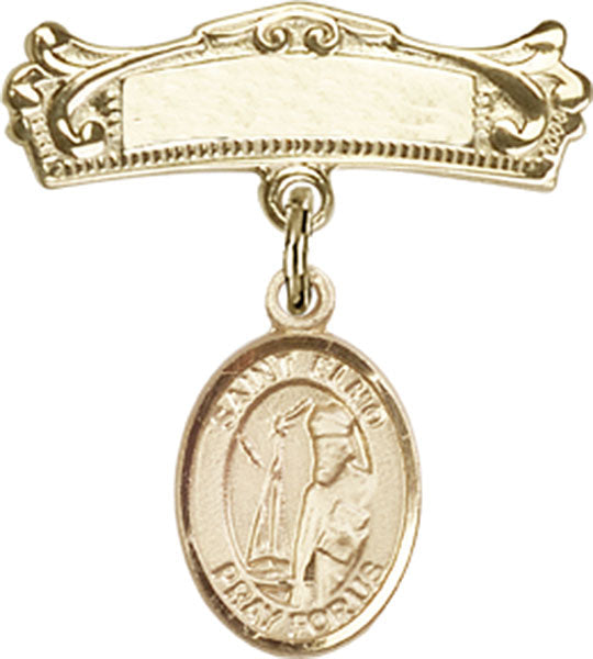 St. Elmo Charm and Arched Polished Engravable Badge Pin – Catholic ...