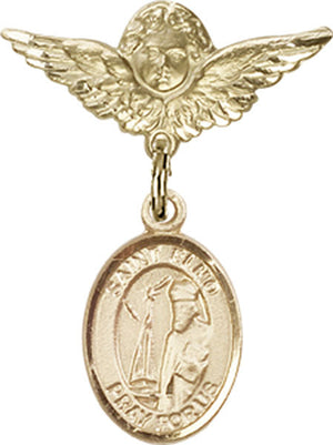 St. Elmo Charm and Angel with Smaller Wings Badge Pin