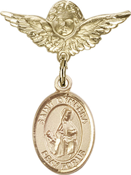 St. Dymphna Charm and Angel with Smaller Wings Badge Pin