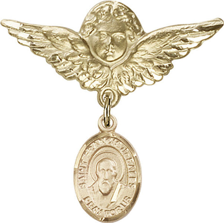 St. Francis de Sales Charm and Angel with Larger Wings Badge Pin