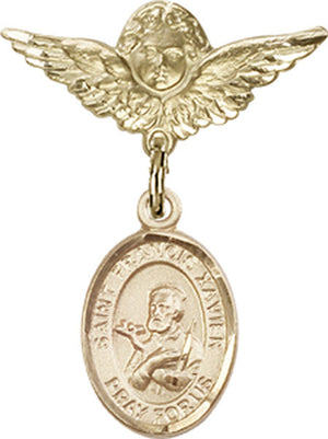 St. Francis Xavier Charm and Angel with Smaller Wings Badge Pin