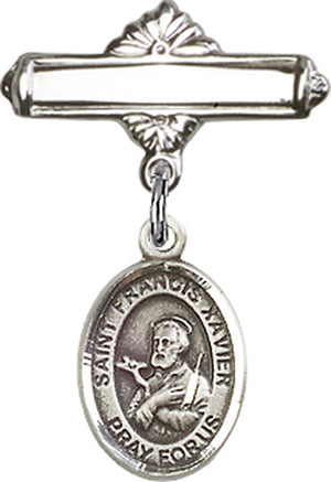 St. Francis Xavier Charm and Polished Engravable Badge Pin