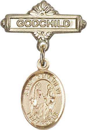 St. Genevieve Charm and Godchild Badge Pin