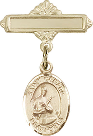 St. Gerard Charm and Polished Engravable Badge Pin