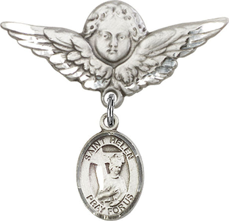 St. Helen Charm and Angel with Larger Wings Badge Pin