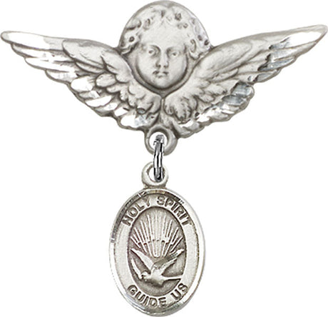 Holy Spirit Charm and Angel with Larger Wings Badge Pin