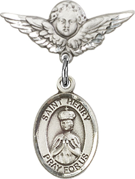 St. Henry II Charm and Angel with Smaller Wings Badge Pin