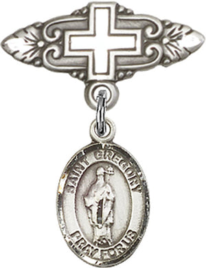 St. Gregory the Great Charm and Badge Pin with Cross