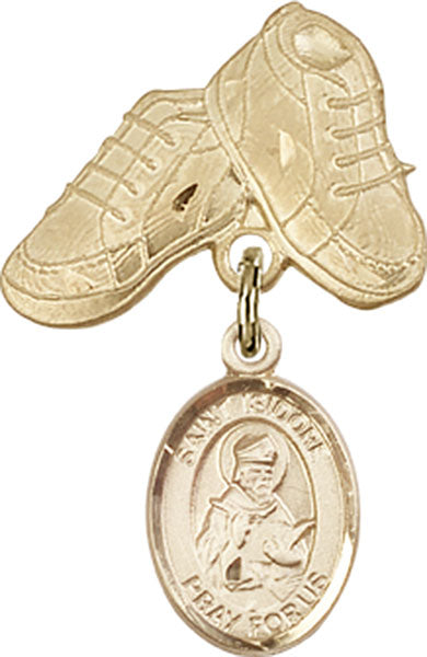 St. Isidore of Seville Charm and Baby Boots Pin
