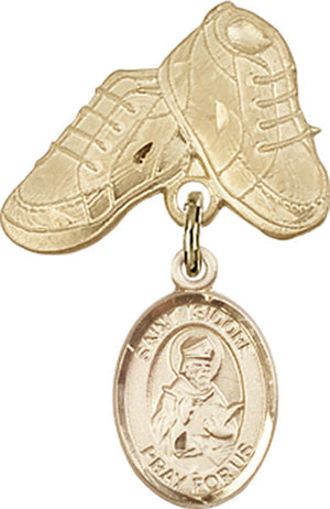 St. Isidore of Seville Charm and Baby Boots Pin