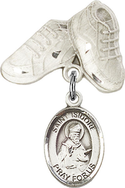 St. Isidore of Seville Charm and Baby Boots Pin