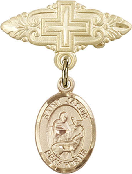 St. Jason Charm and Badge Pin with Cross
