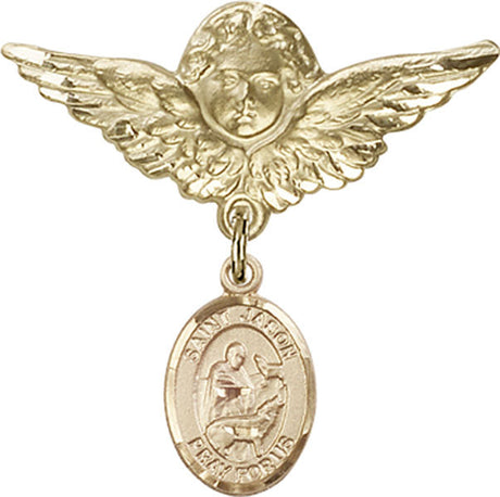 St. Jason Charm and Angel with Larger Wings Badge Pin