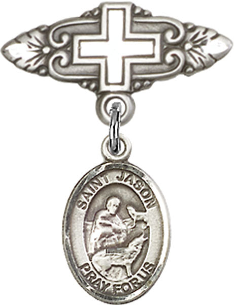 St. Jason Charm and Badge Pin with Cross