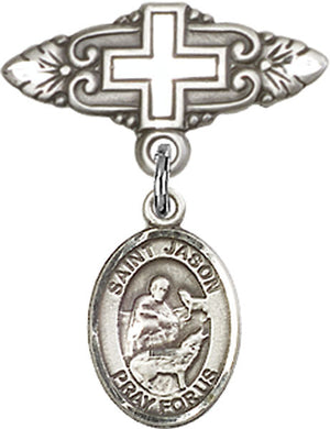 St. Jason Charm and Badge Pin with Cross