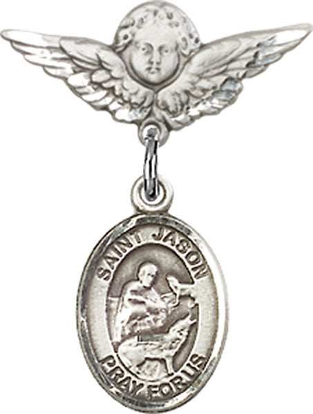 St. Jason Charm and Angel with Smaller Wings Badge Pin