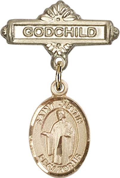 St. Justin Charm and Godchild Badge Pin