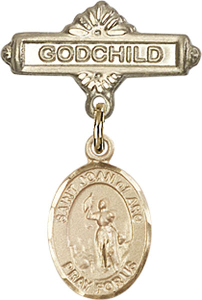 St. Joan of Arc Charm and Godchild Badge Pin