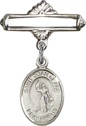 St. Joan of Arc Charm and Polished Engravable Badge Pin