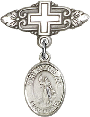 St. Joan of Arc Charm and Badge Pin with Cross