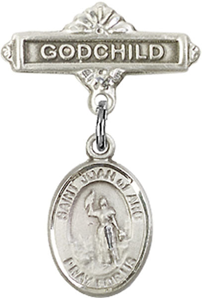 St. Joan of Arc Charm and Godchild Badge Pin
