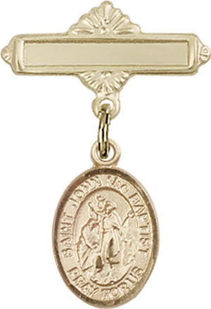 St. John the Baptist Charm and Polished Engravable Badge Pin