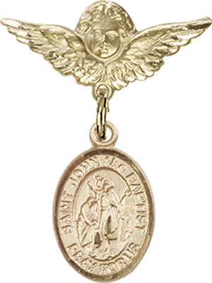St. John the Baptist Charm and Angel with Smaller Wings Badge Pin