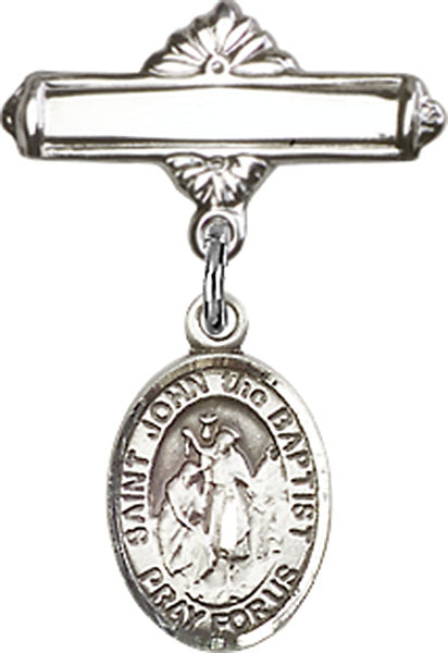 St. John the Baptist Charm and Polished Engravable Badge Pin