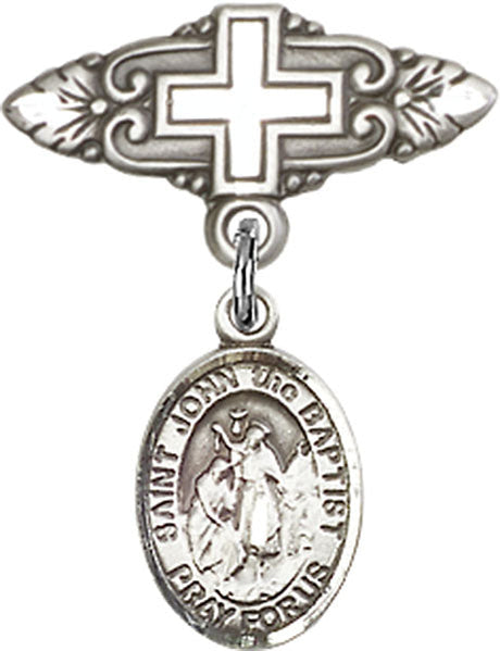 St. John the Baptist Charm and Badge Pin with Cross