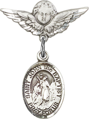 St. John the Baptist Charm and Angel with Smaller Wings Badge Pin