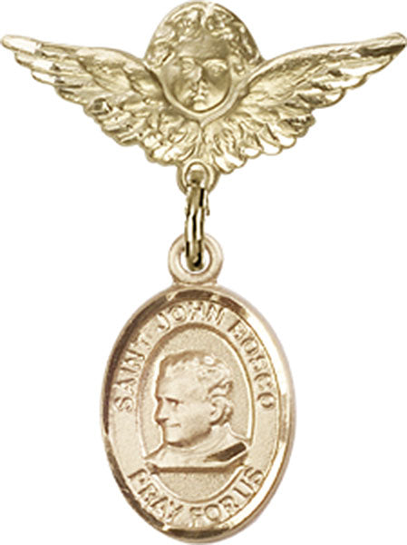 St. John Bosco Charm and Angel with Smaller Wings Badge Pin