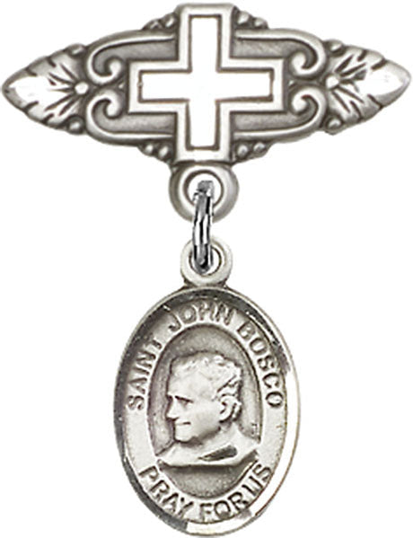 St. John Bosco Charm and Badge Pin with Cross