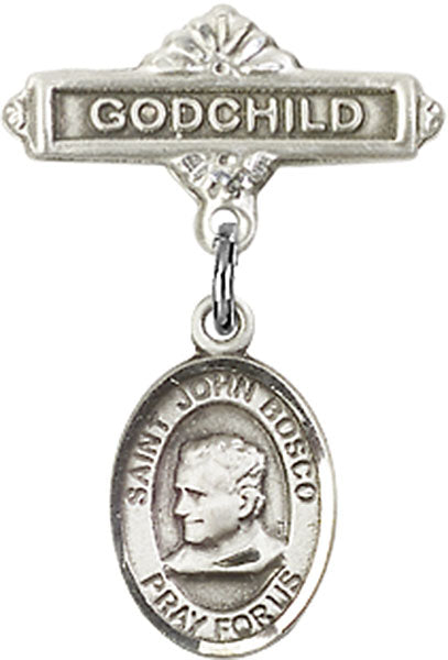 St. John Bosco Charm and Godchild Badge Pin