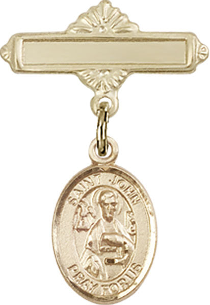 St. John the Apostle Charm and Polished Engravable Badge Pin