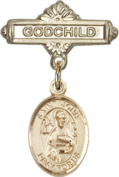 St. John the Apostle Charm and Godchild Badge Pin