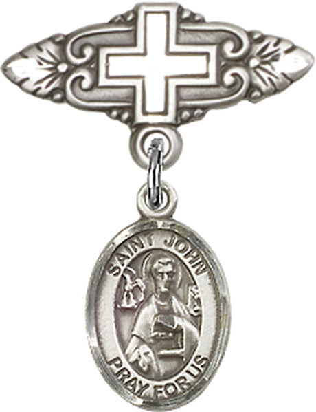 St. John the Apostle Charm and Badge Pin with Cross