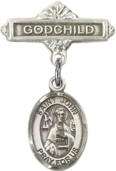 St. John the Apostle Charm and Godchild Badge Pin