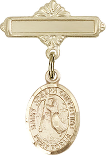 St. Joseph of Cupertino Charm and Polished Engravable Badge Pin