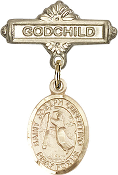 St. Joseph of Cupertino Charm and Godchild Badge Pin