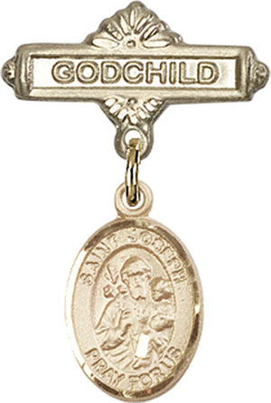 St. Joseph Charm and Godchild Badge Pin