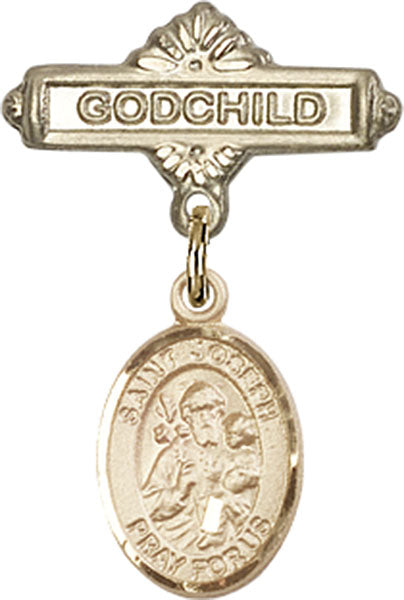 St. Joseph Charm and Godchild Badge Pin