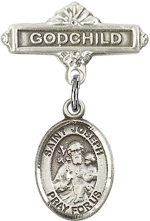 St. Joseph Charm and Godchild Badge Pin