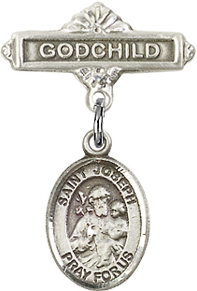 St. Joseph Charm and Godchild Badge Pin
