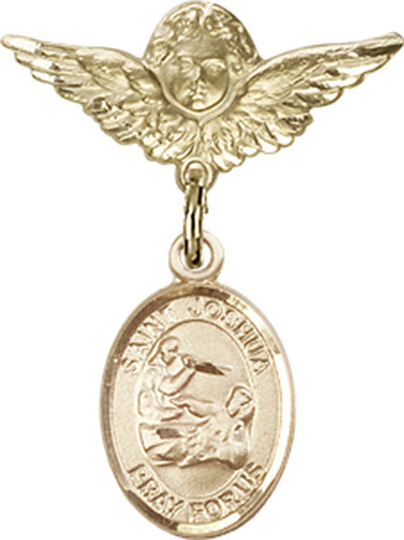 St. Joshua Charm and Angel with Smaller Wings Badge Pin