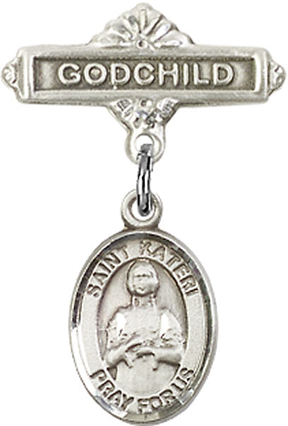 St. Kateri Charm and Godchild Badge Pin